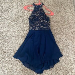 Macys Homecoming Flowy Dress Navy Blue